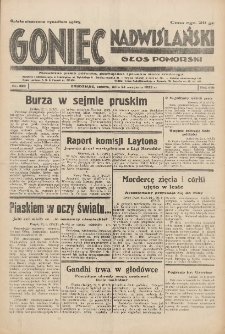 Goniec Nadwiślański: Głos Pomorski: Niezależne pismo poranne, poświęcone sprawom stanu średniego 1932.09.24 R.8 Nr220