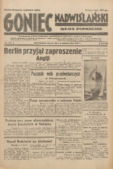 Goniec Nadwiślański: Głos Pomorski: Niezależne pismo poranne, poświęcone sprawom stanu średniego 1932.10.11 R.8 Nr234