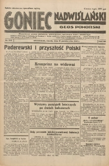 Goniec Nadwiślański: Głos Pomorski: Niezależne pismo poranne, poświęcone sprawom stanu średniego 1932.10.18 R.5 Nr240