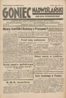 Goniec Nadwiślański: Głos Pomorski: Niezależne pismo poranne, poświęcone sprawom stanu średniego 1932.11.01 R.8 Nr251