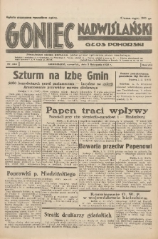 Goniec Nadwiślański: Głos Pomorski: Niezależne pismo poranne, poświęcone sprawom stanu średniego 1932.11.03 R.8 Nr253