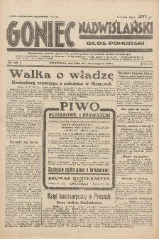 Goniec Nadwiślański: Głos Pomorski: Niezależne pismo poranne, poświęcone sprawom stanu średniego 1932.11.20 R.8 Nr268