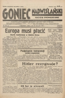 Goniec Nadwiślański: Głos Pomorski: Niezależne pismo poranne, poświęcone sprawom stanu średniego 1932.11.25 R.8 Nr272
