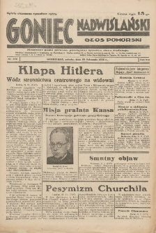 Goniec Nadwiślański: Głos Pomorski: Niezależne pismo poranne, poświęcone sprawom stanu średniego 1932.11.26 R.8 Nr273