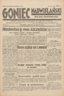 Goniec Nadwiślański: Głos Pomorski: Niezależne pismo poranne, poświęcone sprawom stanu średniego 1932.11.30 R.8 Nr276