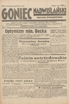 Goniec Nadwiślański: Głos Pomorski: Niezależne pismo poranne, poświęcone sprawom stanu średniego 1932.12.01 R.8 Nr277