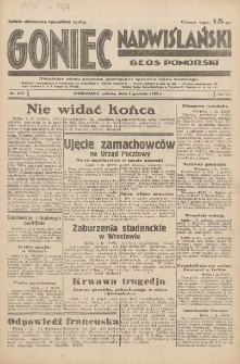 Goniec Nadwiślański: Głos Pomorski: Niezależne pismo poranne, poświęcone sprawom stanu średniego 1932.12.03 R.8 Nr278