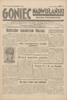 Goniec Nadwiślański: Głos Pomorski: Niezależne pismo poranne, poświęcone sprawom stanu średniego 1932.12.04 R.8 Nr280