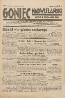 Goniec Nadwiślański: Głos Pomorski: Niezależne pismo poranne, poświęcone sprawom stanu średniego 1932.12.07 R.8 Nr282
