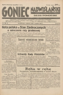Goniec Nadwiślański: Głos Pomorski: Niezależne pismo poranne, poświęcone sprawom stanu średniego 1932.12.11 R.8 Nr285