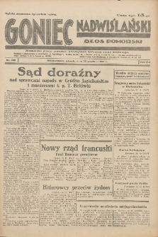 Goniec Nadwiślański: Głos Pomorski: Niezależne pismo poranne, poświęcone sprawom stanu średniego 1932.12.20 R.8 Nr292