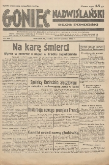 Goniec Nadwiślański: Głos Pomorski: Niezależne pismo poranne, poświęcone sprawom stanu średniego 1932.12.24 R.8 Nr296