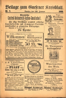 Beilage zum Gnesener Kreisblatt. 1899.01.22 Nr7