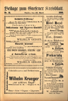 Beilage zum Gnesener Kreisblatt. 1899.04.16 Nr31