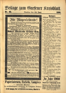 Beilage zum Gnesener Kreisblatt. 1899.06.15 Nr48