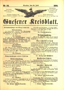 Gnesener Kreisblatt. 1899.07.06 Nr54