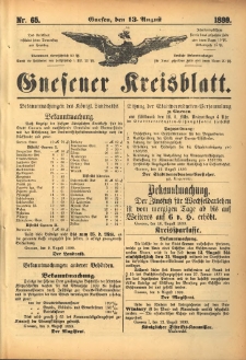 Gnesener Kreisblatt. 1899.08.13 Nr65