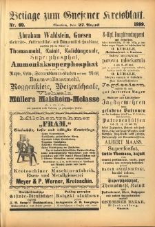 Beilage zum Gnesener Kreisblatt. 1899.08.27 Nr69