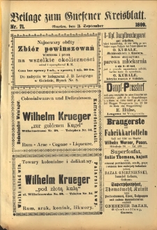 Beilage zum Gnesener Kreisblatt. 1899.09.03 Nr71