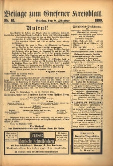 Beilage zum Gnesener Kreisblatt. 1899.10.08 Nr81