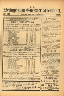 Erste Beilage zum Gnesener Kreisblatt 1899.12.17 Nr101