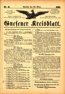 Gnesener Kreisblatt 1900.03.15 Nr21