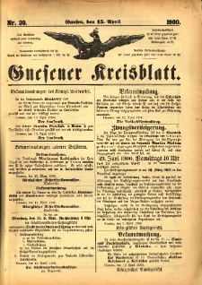 Gnesener Kreisblatt 1900.04.15 Nr30