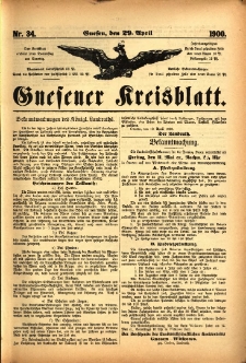 Gnesener Kreisblatt 1900.04.29 Nr34