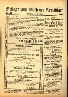 Beilage zum Gnesener Kreisblatt 1900.05.06 Nr36