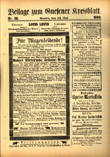 Beilage zum Gnesener Kreisblatt 1900.05.13 Nr38