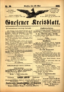 Gnesener Kreisblatt 1900.05.17 Nr39