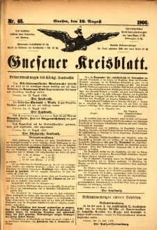 Gnesener Kreisblatt 1900.08.16 Nr65