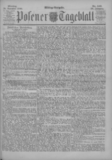 Posener Tageblatt 1899.11.20 Jg.38 Nr547