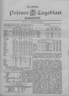 Posener Tageblatt. Handelsblatt 1899.10.16 Jg.38 Nr487