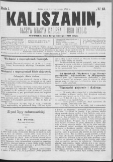 Kaliszanin : gazeta miasta Kalisza i jego okolic