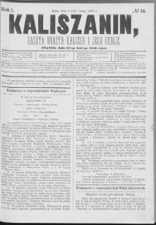 Kaliszanin : gazeta miasta Kalisza i jego okolic