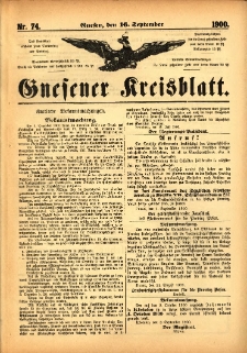 Gnesener Kreisblatt 1900.09.16 Nr74