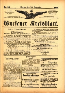 Gnesener Kreisblatt 1900.11.25 Nr94