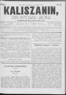 Kaliszanin : gazeta miasta Kalisza i jego okolic