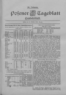 Posener Tageblatt. Handelsblatt 1899.10.21 Jg.38 Nr497