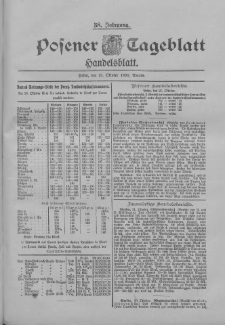 Posener Tageblatt. Handelsblatt 1899.10.21 Jg.38 Nr497