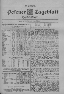 Posener Tageblatt. Handelsblatt 1899.11.16 Jg.38 Nr541