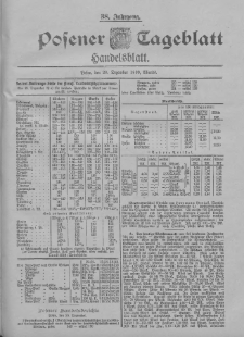 Posener Tageblatt. Handelsblatt 1899.12.20 Jg.38 Nr598