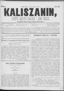 Kaliszanin : gazeta miasta Kalisza i jego okolic