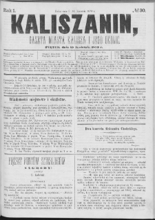 Kaliszanin : gazeta miasta Kalisza i jego okolic