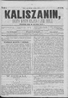 Kaliszanin : gazeta miasta Kalisza i jego okolic