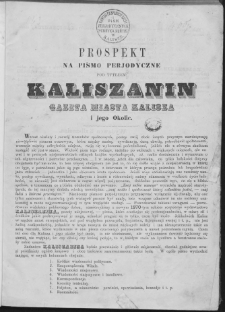 Kaliszanin : gazeta miasta Kalisza i jego okolic