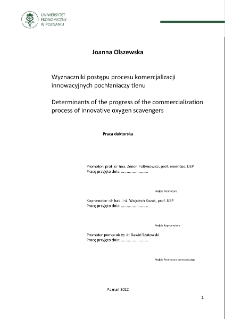Wyznaczniki postępu procesu komercjalizacji innowacyjnych pochłaniaczy tlenu