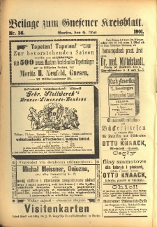 Beilage zum Gnesener Kreisblatt 1901.05.06 Nr36