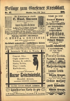 Beilage zum Gnesener Kreisblatt 1901.06.13 Nr47
